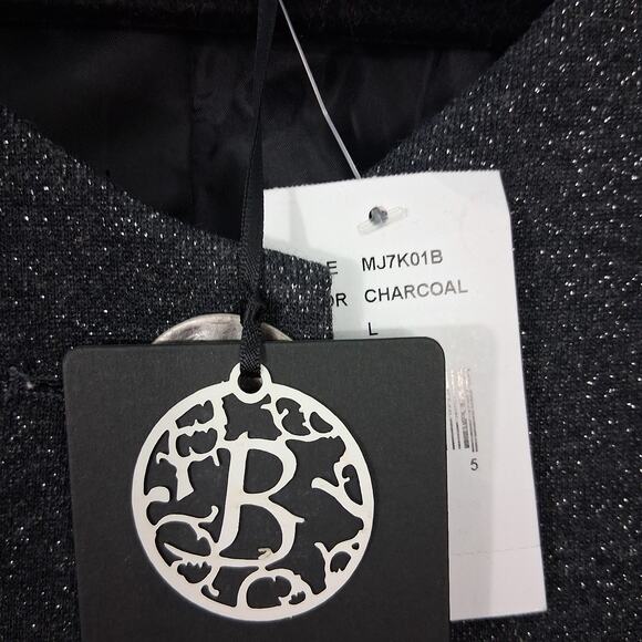 NWT Bobeau Sparkly Bell Sleeve Jacket Charcoal Contemporary Chic Size L - Picture 9 of 10